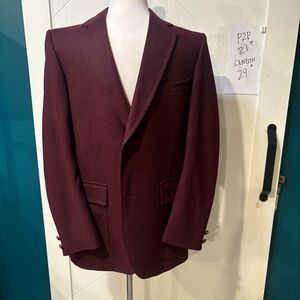 Vintage David Barclay Burgundy Blazer Jacket Mens 42 Reg Canadian Clothiers